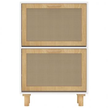 Schuhschrank Weiß 52x25x80 cm Holzwerkstoff & Rattan Natur