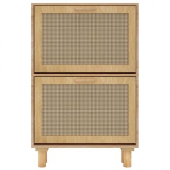 Schuhschrank Braun 52x25x80 cm Holzwerkstoff & Rattan Natur