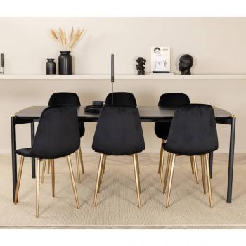 Venture Home Esszimmerstühle 2 Stk. Polar Samt Schwarz und Messing