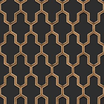 DUTCH WALLCOVERINGS Tapete Geometric Schwarz und Golden
