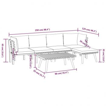 6-tlg. Garten-Lounge-Set mit Kissen Massivholz Akazie