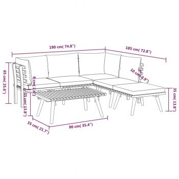 6-tlg. Garten-Lounge-Set mit Kissen Massivholz Akazie