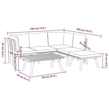 6-tlg. Garten-Lounge-Set mit Kissen Massivholz Akazie