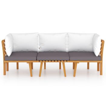 3-tlg. Garten-Lounge-Set mit Kissen Massivholz Akazie