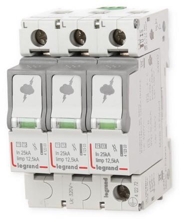 Legrand Kombiableiter Typ 1+2, 3+0 Schaltung, FM, 230/400 VAC, Iimp 12,5 kA, (Uc)320 VAC (412272)