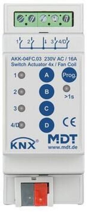 ARDEBO.de MDT AKK-04FC.03 Schaltakor 4-fach mit Fancoil-Steuerung, REG, 230VAC, 10A