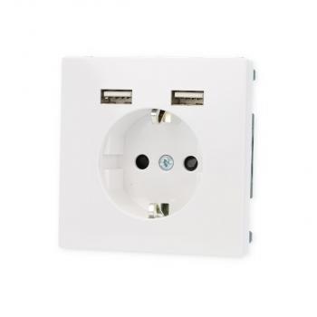 Merten MEG2366-6035 Schuko-Steckdosen-Einsatz mit USB Ladegerät 2,4 A, System Design, lotosweiß