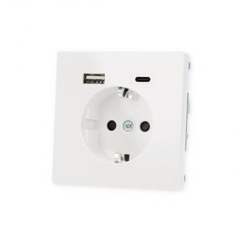 Merten MEG2367-6035 SCHUKO Steckdose mit USB-Ladegerät Typ A und Typ C / 3,0 A, System Design, lotusweiß