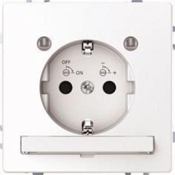 ARDEBO.de Merten SCHUKO-Steckdose mit Lichtauslass und LED-Beleuchtungs-Modul, System Design, erhöhter BRS, Steckklemmen, lotosweiß (MEG2304-6035)