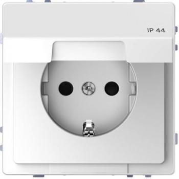 ARDEBO.de Merten SCHUKO Steckdose mit Klappdeckel, System Design, IP44, erhöhter BRS, Steckklemmen, lotosweiß (MEG2314-6035)