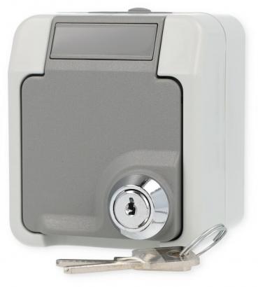 ARDEBO.de Merten SCHUKO-Steckdose, Aquastar, 16 A, AC 250 V, abschließbar mit 2 gleichen Schließungen/2er-Set, lichtgrau (MEG2424-8029)