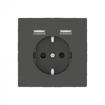 ARDEBO.de Merten MEG2366-6034 Schuko-Steckdosen-Einsatz mit USB Ladegerät 2,4 A, System Design, anthrazit