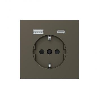 ARDEBO.de Merten MEG2367-6052 SCHUKO Steckdose mit USB-Ladegerät Typ A und Typ C / 3,0 A, System Design, moccametallic