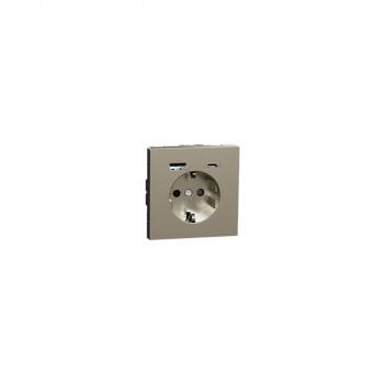 ARDEBO.de Merten MEG2367-6036 SCHUKO Steckdose mit USB-Ladegerät Typ A und Typ C / 3,0 A, System Design, Edelstahl