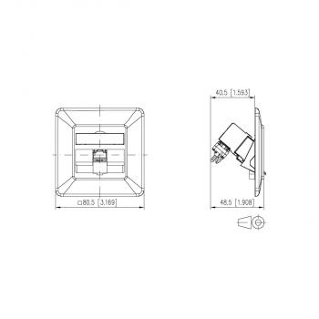 Metz Connect 130B12D11002-E Modulare Anschlussdose C6Amodul 1 Port 270°M UP reinweiß