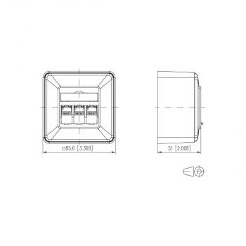 Metz Connect 130B12D30002-E Modulare Anschlussdose C6Amodul 3 Port 270°M AP, reinweiß