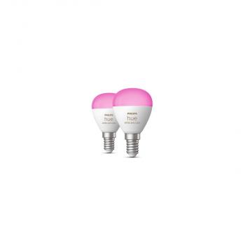 ARDEBO.de Philips White & Color Ambiance LED Lampe, 5,1W, E14, 470lm, Tropfenform, Doppelpack (929003573602)