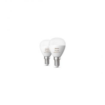 Philips White & Color Ambiance LED Lampe, 5,1W, E14, 470lm, Tropfenform, Doppelpack (929003573602)