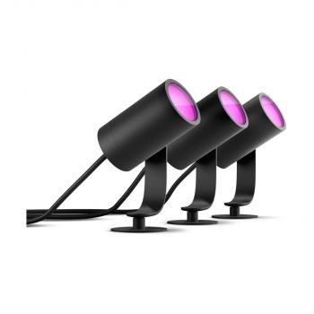 ARDEBO.de Philips Hue Lily Outdoor 3er-Pack LED Spot, Außenstrahler, 8W, 1770lm, schwarz (915005629701)