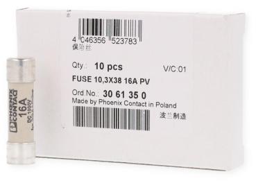 Phoenix Contact Sicherung - FUSE 10,3X38 16A PV, 1000V, 10 Stück (3061350)