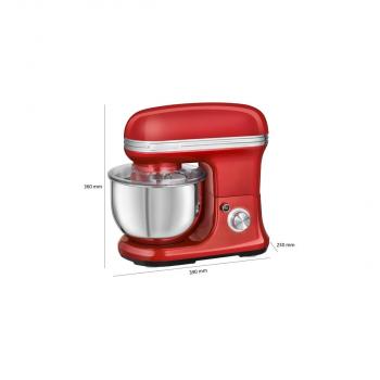 ProfiCook PC-KM 1197 Vintage Knetmaschine, 1200 W, 5 L, 8 Geschwindigkeitsstufen, Softanlauf, Schnellspannfutter, rot/edelstahl (501197)