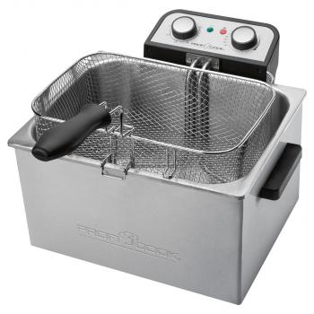 ProfiCook PC-FR 1038 Doppel-Fritteuse, 5 L, 3000 W, 30-Minuten-Timer, stufenlos, 2 Kontrollleuchten, inox (501038)