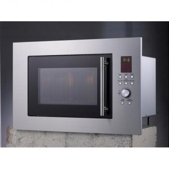 PKM MW900-23G-IN Einbau-Mikrowelle, 900 W, 23 Liter, 6 Stufen, 5 Leistungsstufen, Auftaufunktion, Endsignal, Edelstahlgriff, Drehteller, edelstahl