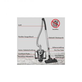 ProfiCare PC-BS 3110 Bodenstaubsauger, 700 W, beutellos, HEPA-Filter, weiß (331100)