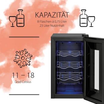 ProfiCook PC-WK 1232 Glastürkühlschrank, 23L, 26cm breit, Anti-Vibrationssystem, Thermoelektrische Kühlung, schwarz (501232)