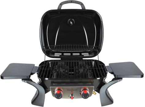 ProfiCook PC-GG 1261 Tisch-Gasgrill, 50 mbar, 2 Heizzonen, 42 x 36 cm großen Grillfläche, schwarz (501261)