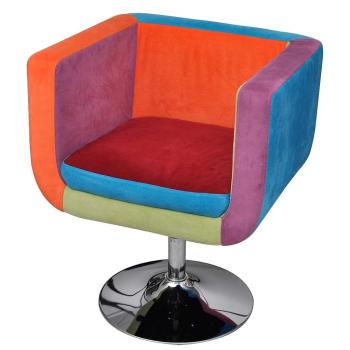 Würfel-Sessel mit Patchwork-Design Stoff 