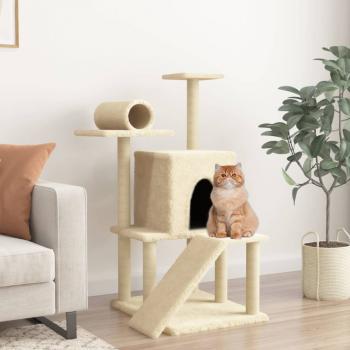ARDEBO.de - Kratzbaum mit Sisal-Kratzsäulen Creme 110,5 cm