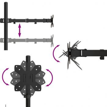 Tischhalterung für 2 Monitore Schwarz Stahl VESA 75/100 mm