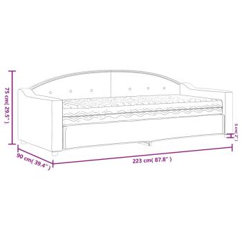 Tagesbett mit Matratze Creme 80x200 cm Stoff