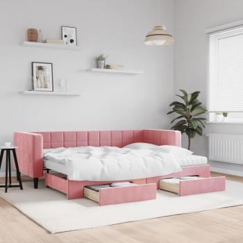 ARDEBO.de - Tagesbett Ausziehbar mit Schubladen Rosa 80x200 cm Samt