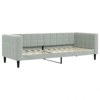 Tagesbett Ausziehbar mit Schubladen Hellgrau 90x200 cm Samt