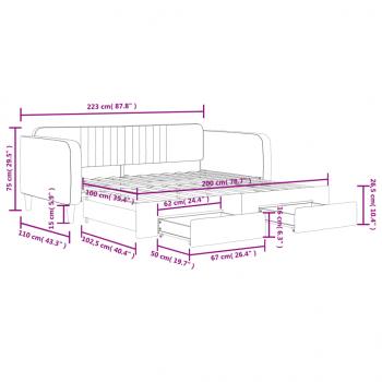 Tagesbett Ausziehbar mit Schubladen Blau 100x200 cm Samt