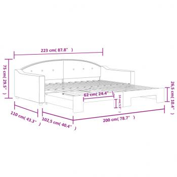 Tagesbett Ausziehbar Taupe 100x200 cm Stoff