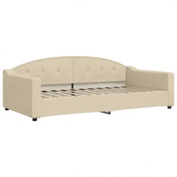 Tagesbett Ausziehbar mit Matratzen Creme 100x200 cm Stoff