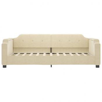 Tagesbett Ausziehbar mit Schubladen Creme 90x200 cm Stoff