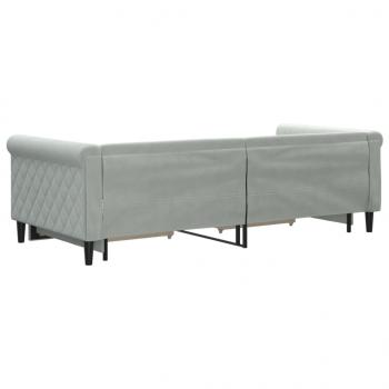 Tagesbett Ausziehbar mit Schubladen Hellgrau 90x200 cm Samt