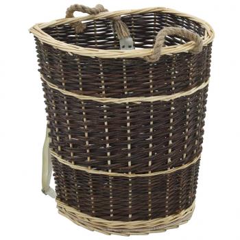 ARDEBO.de - Holzkorb mit Trageriemen 44,5×37×50 cm Natur Weide   