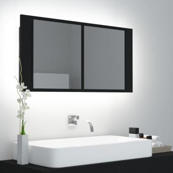 ARDEBO.de - LED-Bad-Spiegelschrank Schwarz 90x12x45 cm Acryl
