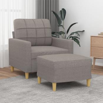ARDEBO.de - Sessel mit Hocker Taupe 60 cm Stoff