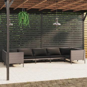 ARDEBO.de - 7-tlg. Garten-Lounge-Set mit Kissen Poly Rattan Dunkelgrau