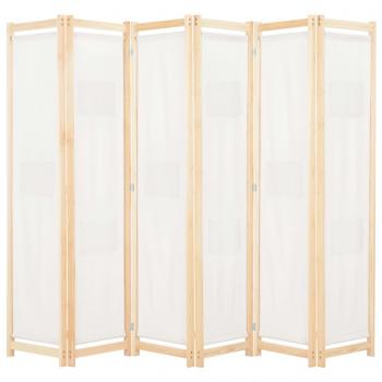ARDEBO.de - 6-teiliger Raumteiler Cremeweiß 240 x 170 x 4 cm Stoff  