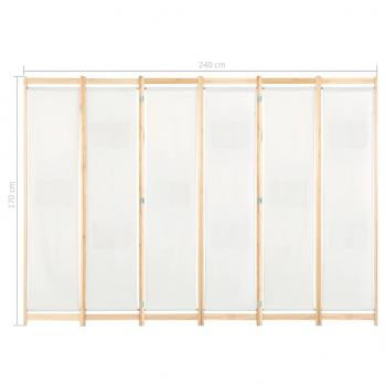 6-teiliger Raumteiler Cremeweiß 240 x 170 x 4 cm Stoff  