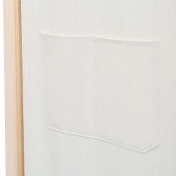 6-teiliger Raumteiler Cremeweiß 240 x 170 x 4 cm Stoff  