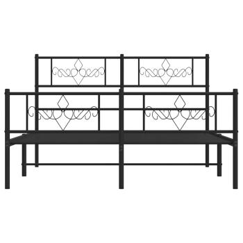 Bettgestell mit Kopf- und Fußteil Metall Schwarz 150x200 cm