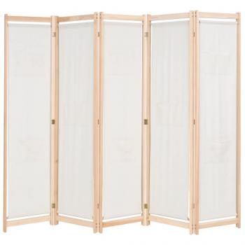 ARDEBO.de - 5-teiliger Raumteiler Creme 200 x 170 x 4 cm Stoff 